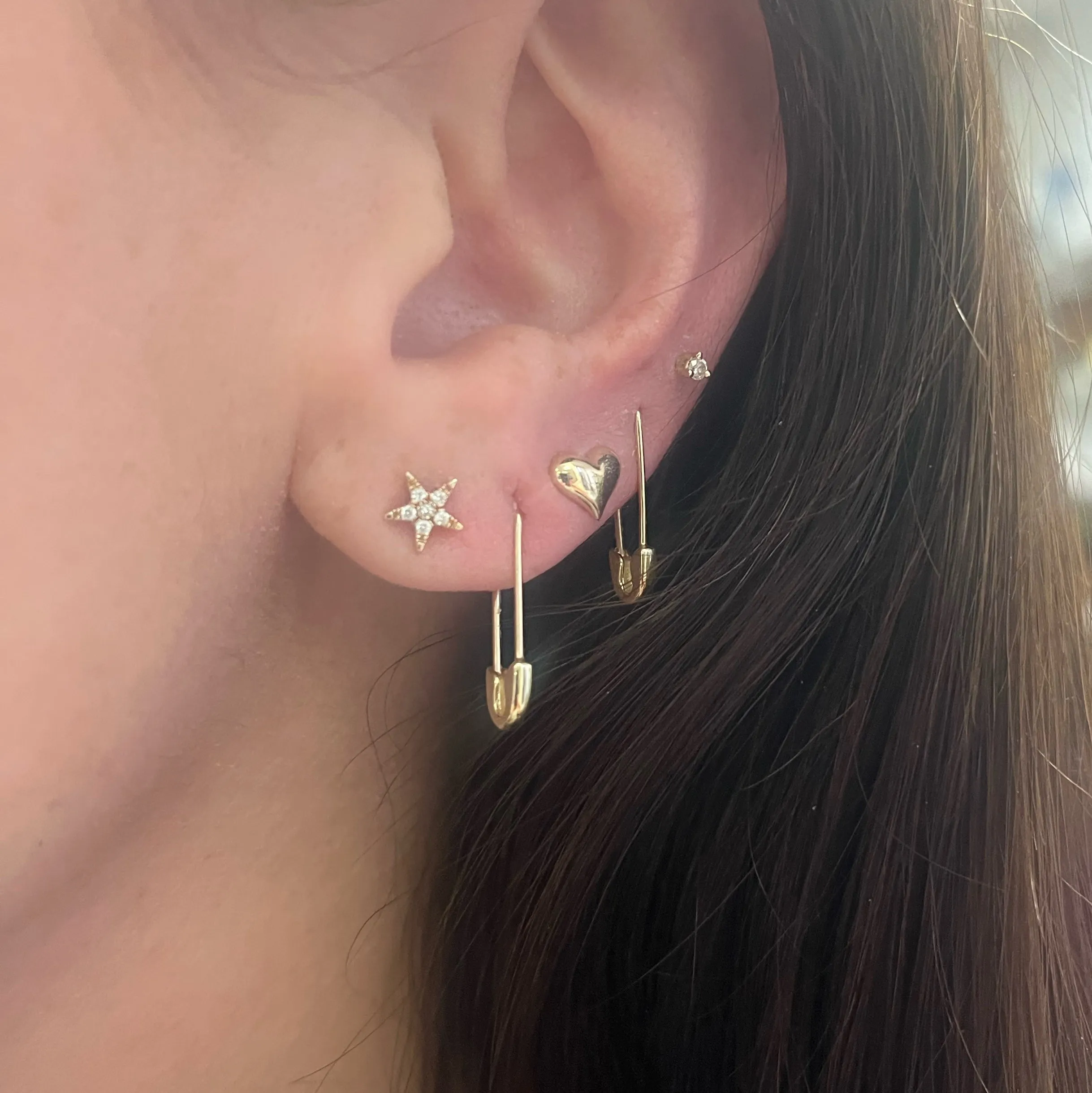 10K Gold Safety Pin Earrings