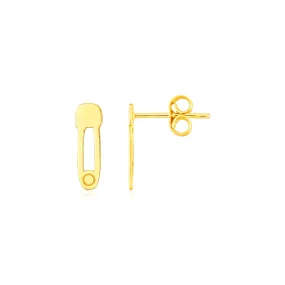 14K Yellow Gold Safety Pin Earrings-rx94909