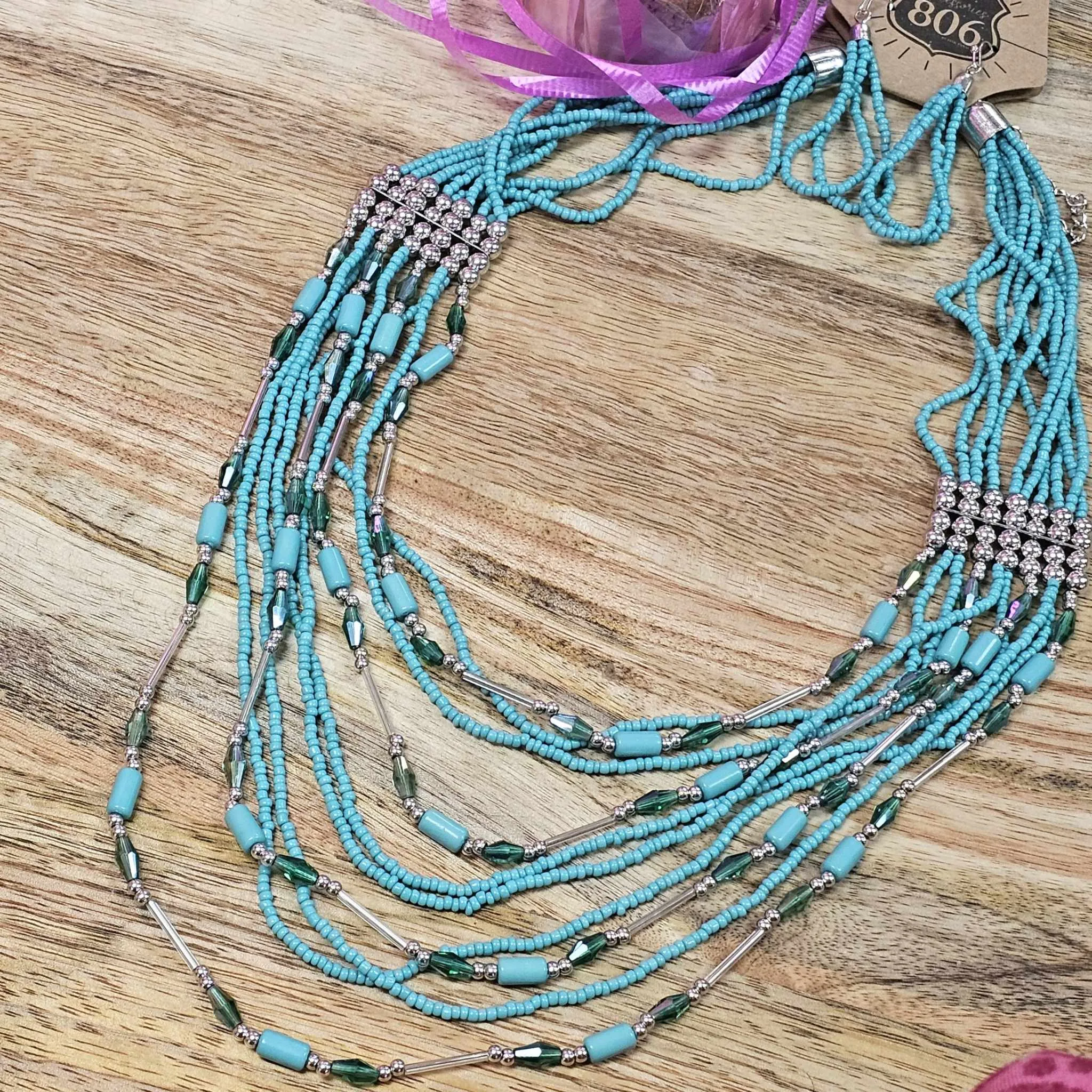 806 Turquoise Boho Necklace Set