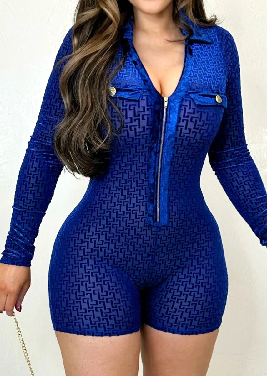 Arielle Velvet Romper Royal Blue