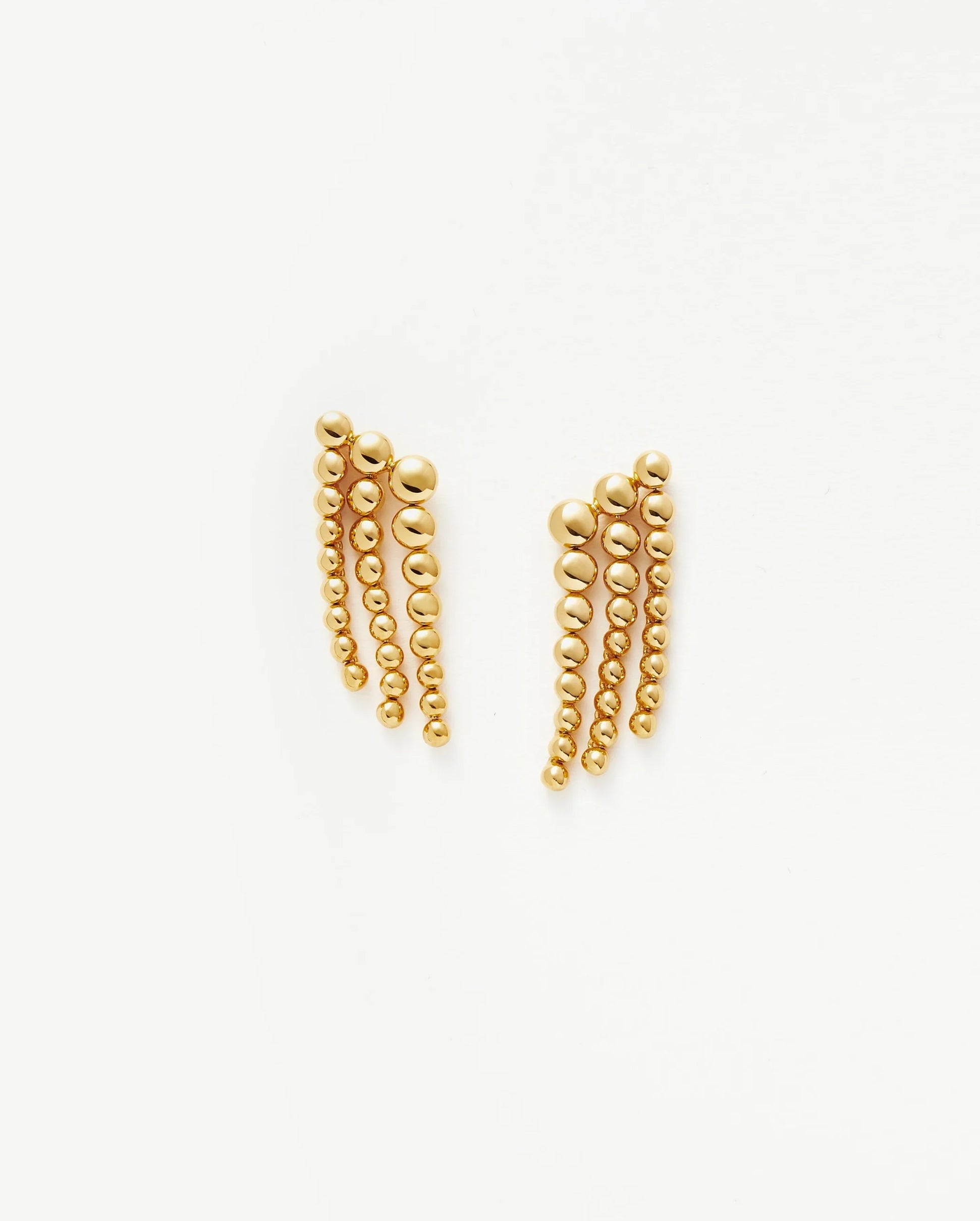 ARTICULATED BEADED WATERFALL STUD EARRINGS / GOLD