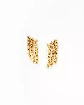 ARTICULATED BEADED WATERFALL STUD EARRINGS / GOLD