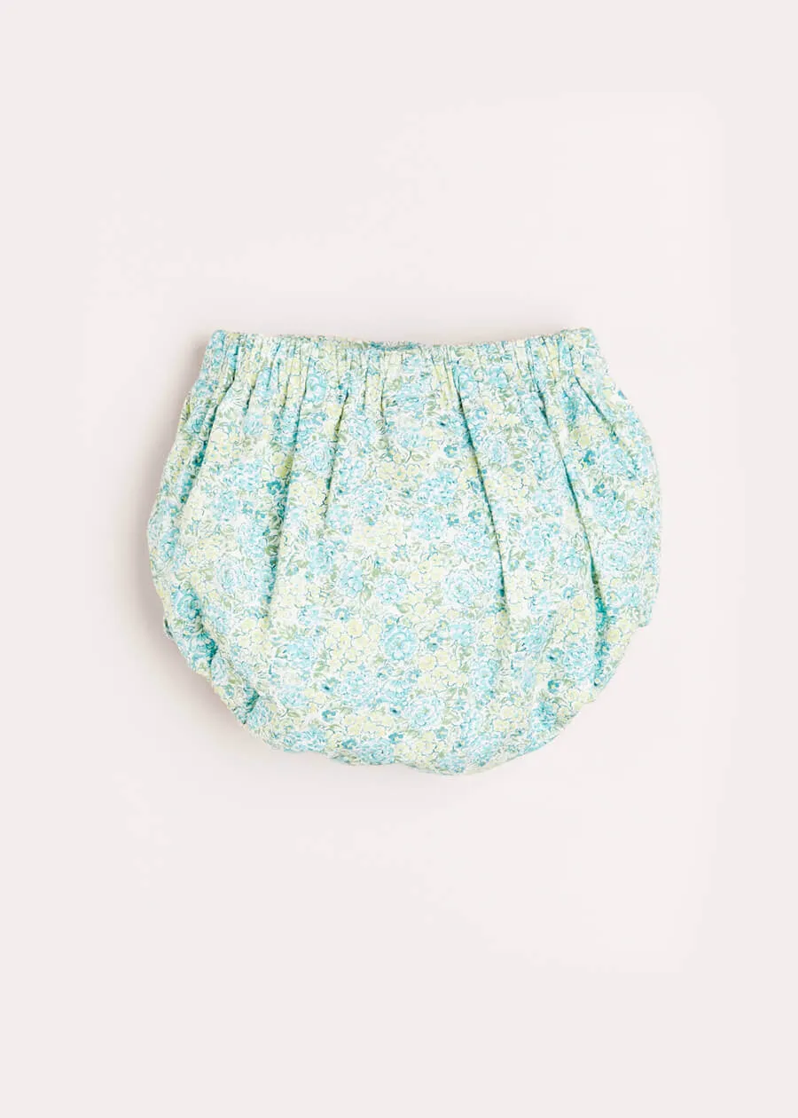 Avery Floral Print Button Detail Bloomers in Green (3mths-2yrs)