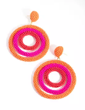 Beaded Triple Circle Drop Earrings