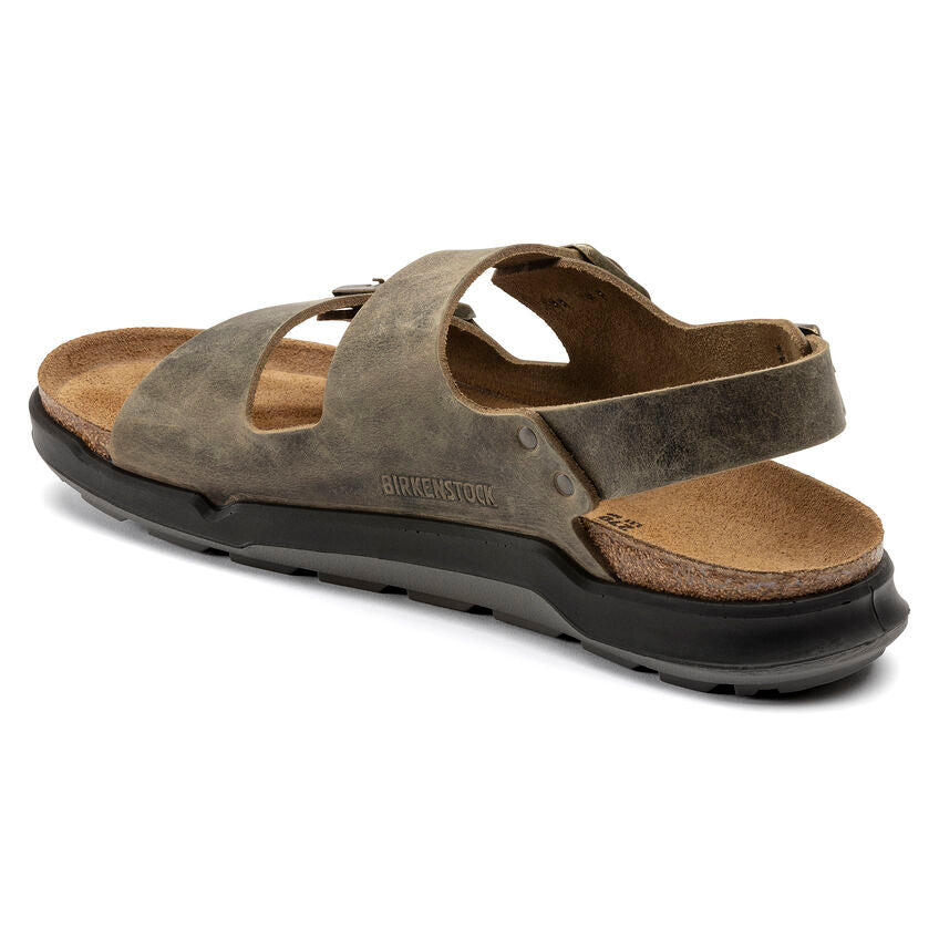 'Birkenstock' Men's Milano Rugged Oiled Leather Sandal - Faded Khaki