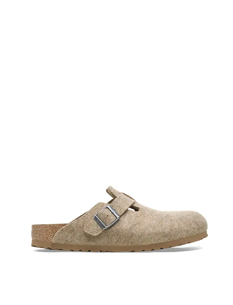 Birkenstock Womens Boston Narrow Wool Felt Sandcastle