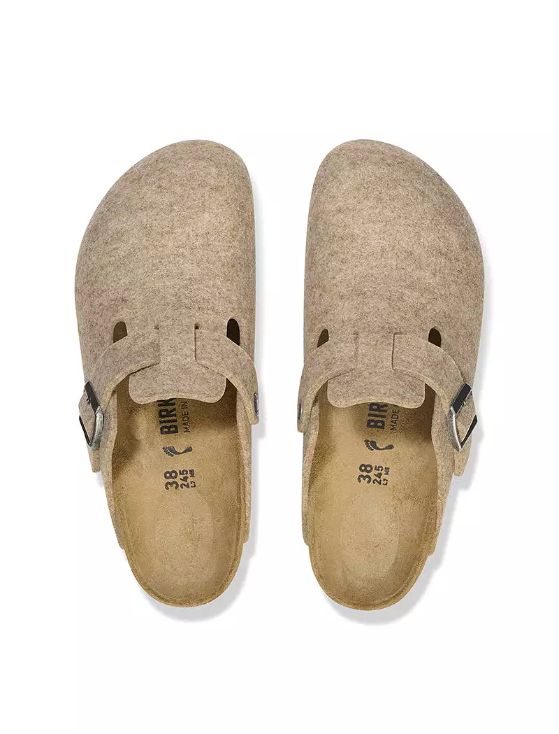 Birkenstock Womens Boston Narrow Wool Felt Sandcastle