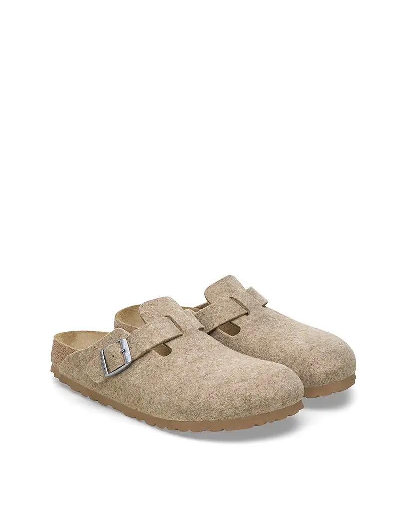 Birkenstock Womens Boston Narrow Wool Felt Sandcastle