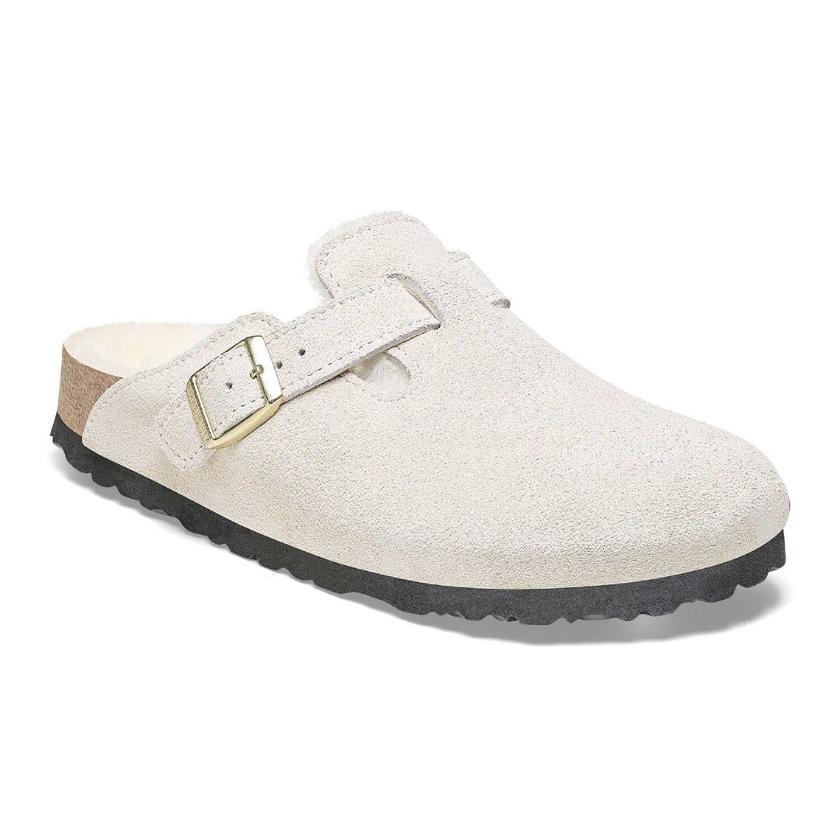 Birkenstock Women's Boston Shearling Antique White Suede