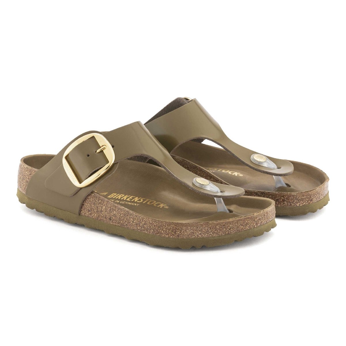 Birkenstock Women's Gizeh Big Buckle Natural Hi Shine Leather