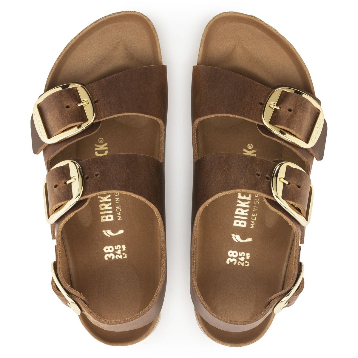 Birkenstock Women's Milano Big Buckle Cognac Oiled Leather