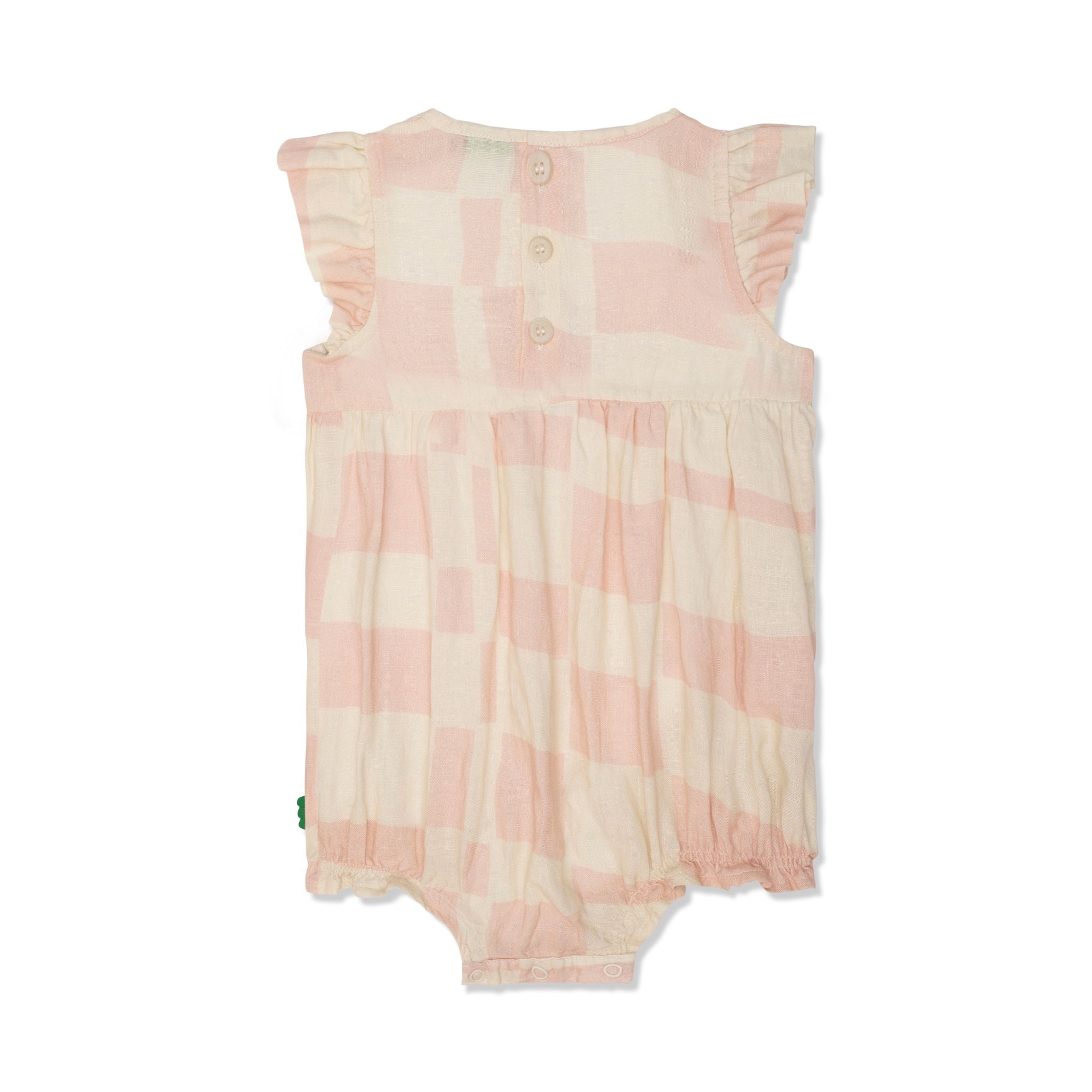 Checkered Linen Baby Girl Romper