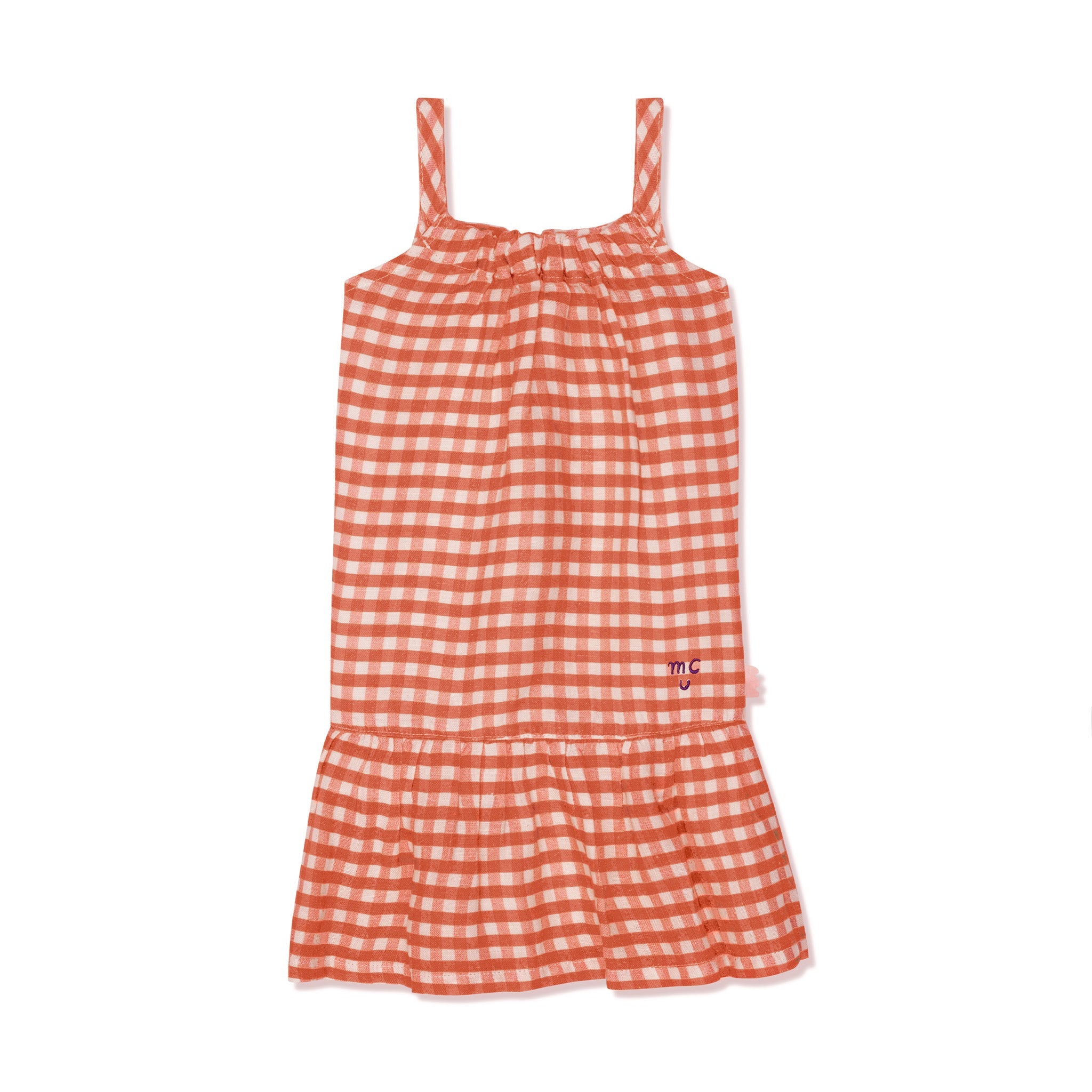 Checkered Linen Baby Girl Romper