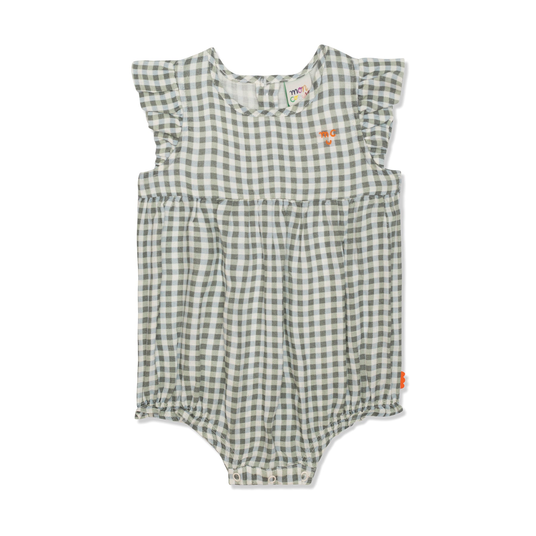 Checkered Linen Baby Girl Romper