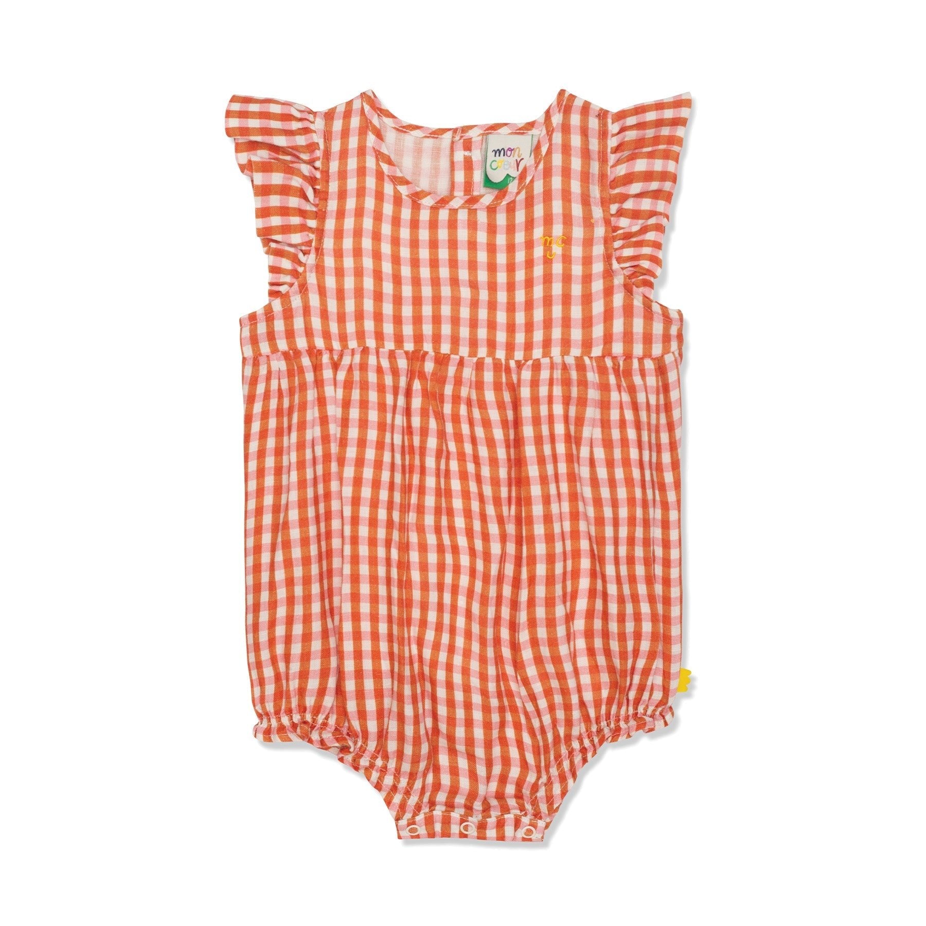 Checkered Linen Baby Girl Romper