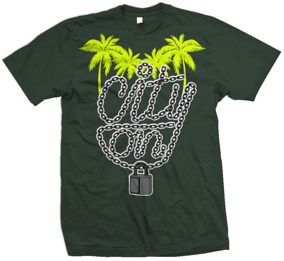 City On Lock - Volt on Dark Emerald Green T-Shirt