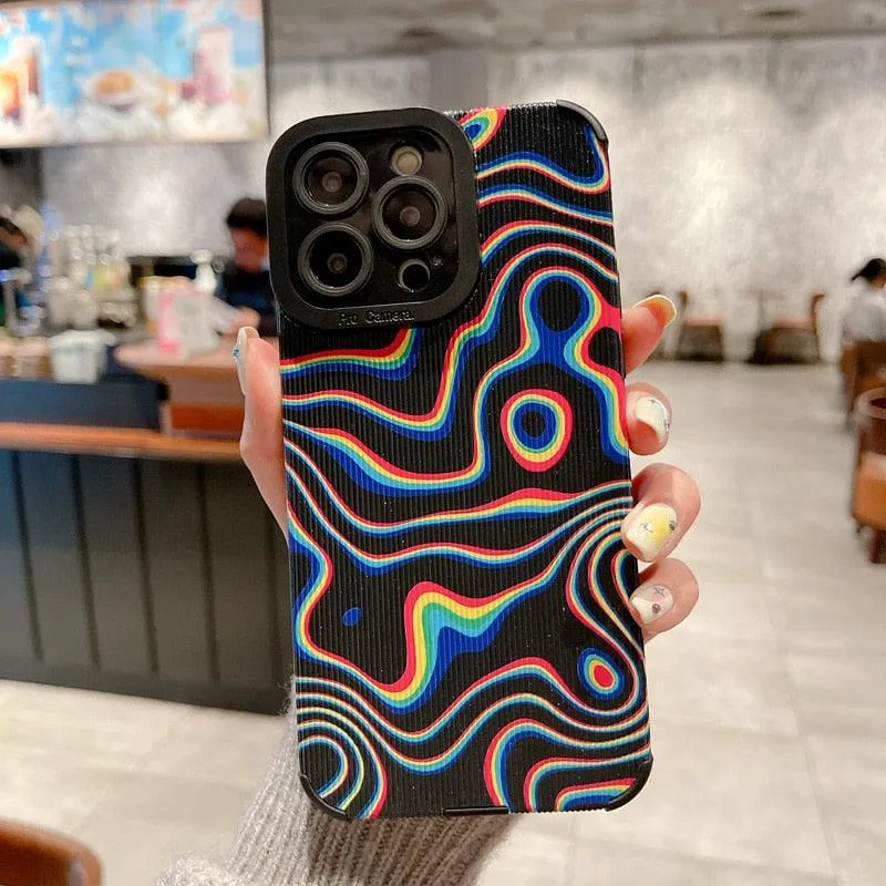 Cute Illusion Line Fashion Phone Case Cover for iPhone 7, 8 Plus, X, XR, XS Max, 11, 12, 13, 14 Pro Max, 14 Plus