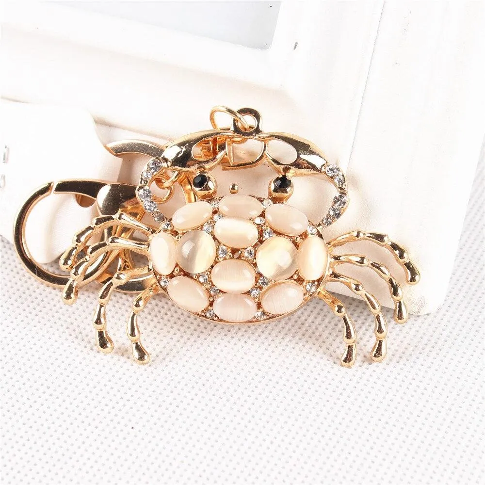 Cute Women's Crab Opals Crystal Charm Hand-Bag Pendant & Key Chain