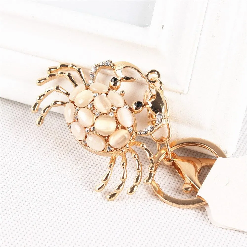 Cute Women's Crab Opals Crystal Charm Hand-Bag Pendant & Key Chain