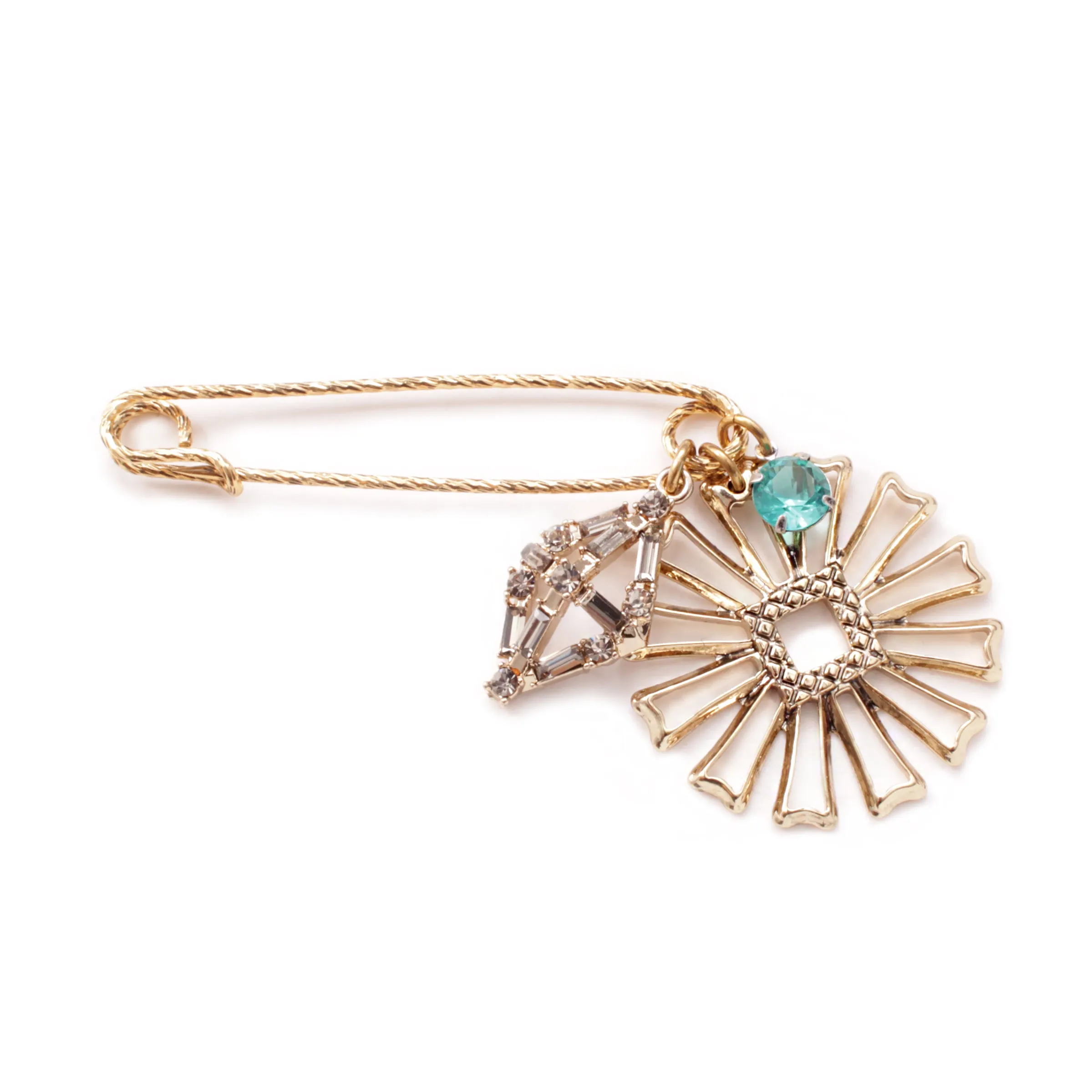 Daisy Flower Safety Pin Brooch