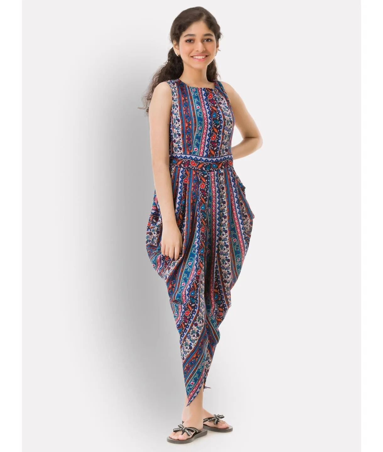 Elasticated Dhoti Jumpsuit for Girls