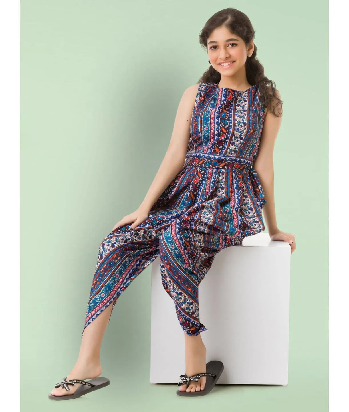 Elasticated Dhoti Jumpsuit for Girls