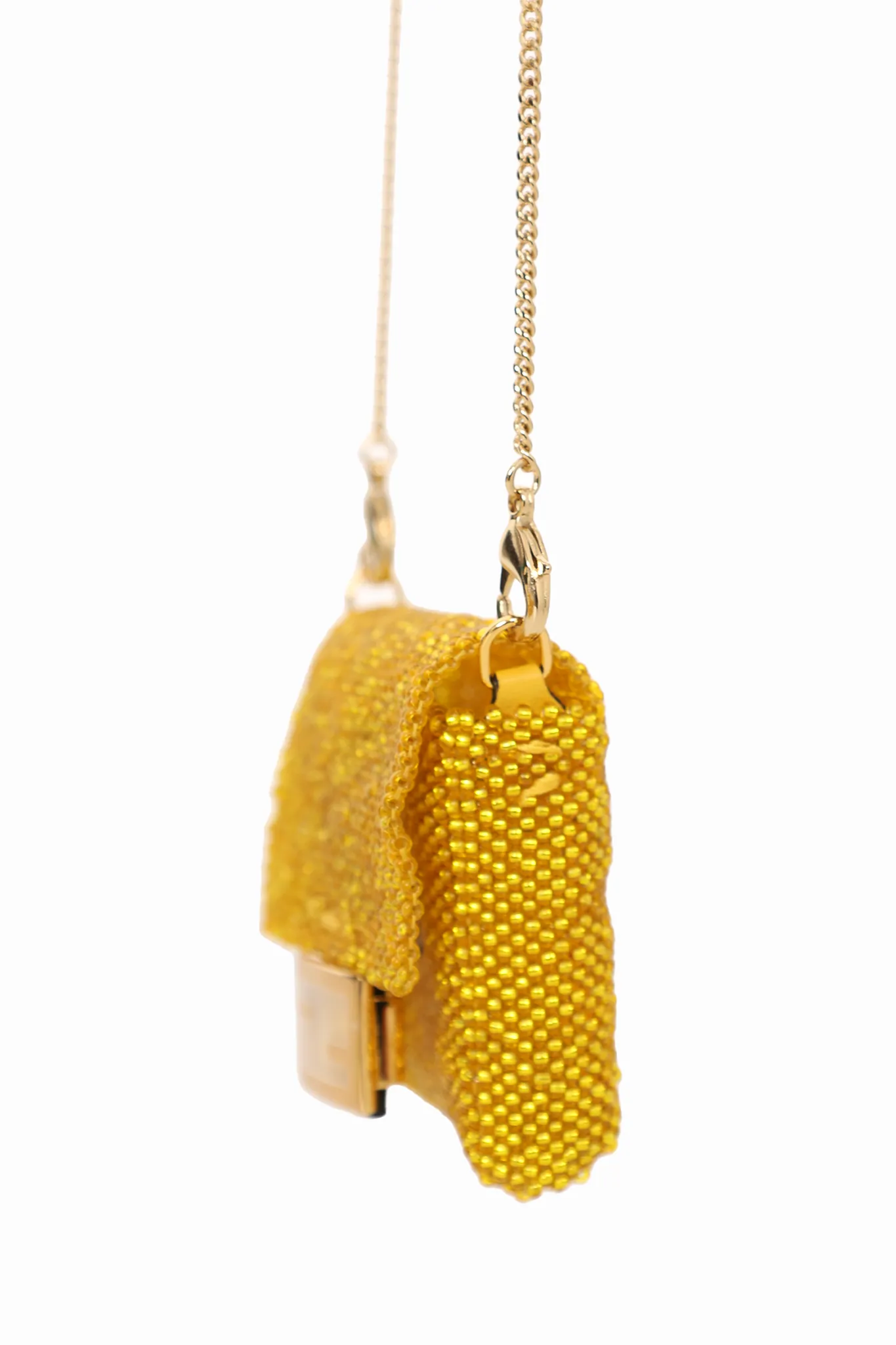 Fendi Yellow Beaded Pico Baguette Charm