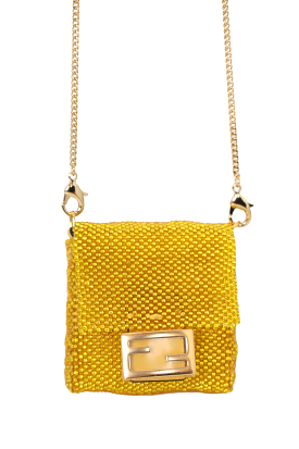 Fendi Yellow Beaded Pico Baguette Charm