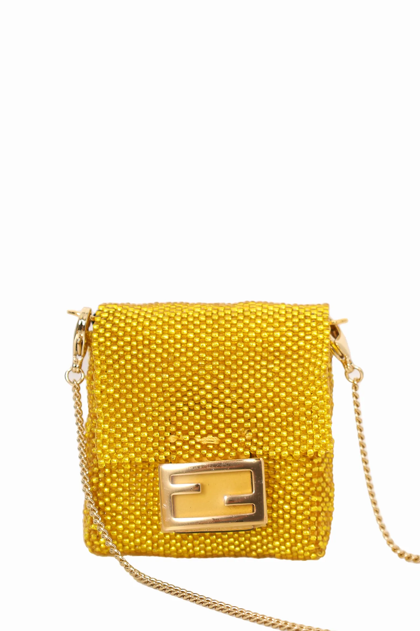 Fendi Yellow Beaded Pico Baguette Charm