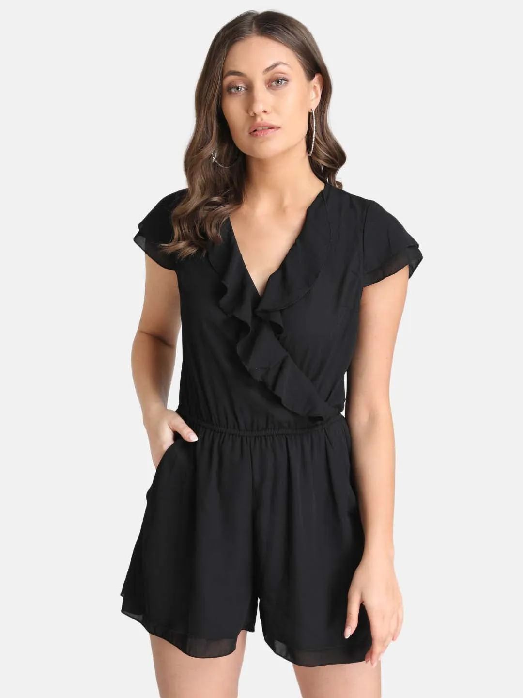 Front Wrap Elasticated Waist Playsuit