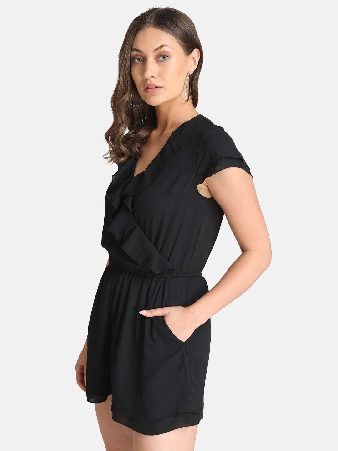 Front Wrap Elasticated Waist Playsuit