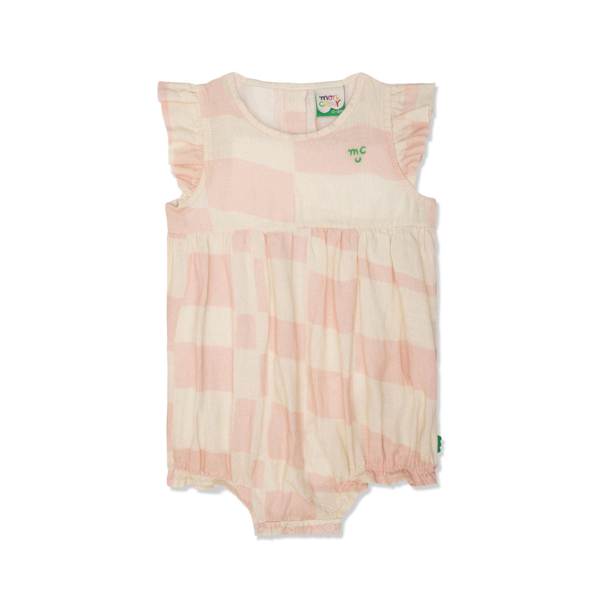 Gingham Linen Baby Girl Romper