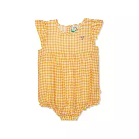 Gingham Linen Baby Girl Romper