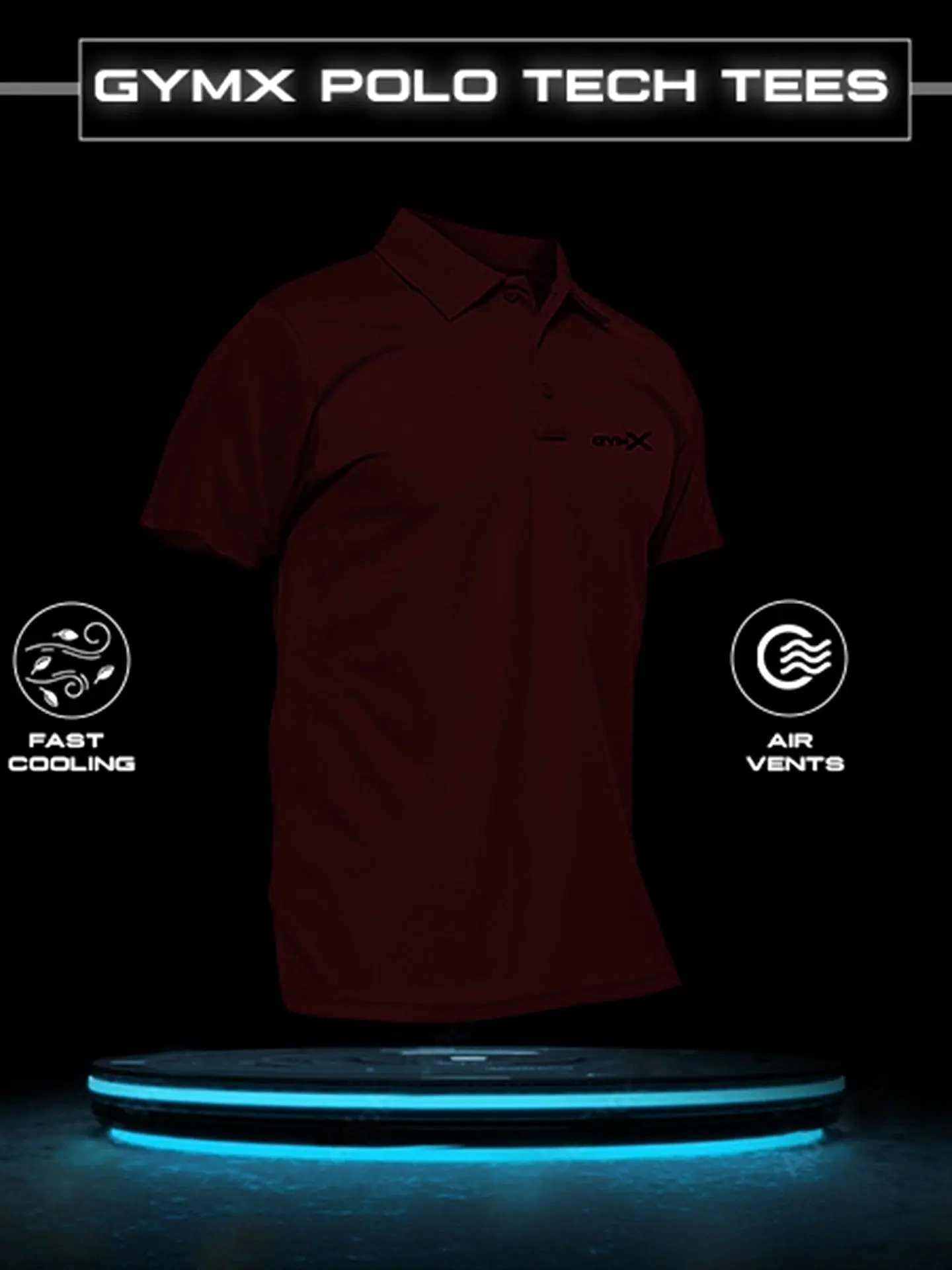 GymX Tech Polo Tee: Stark Maroon