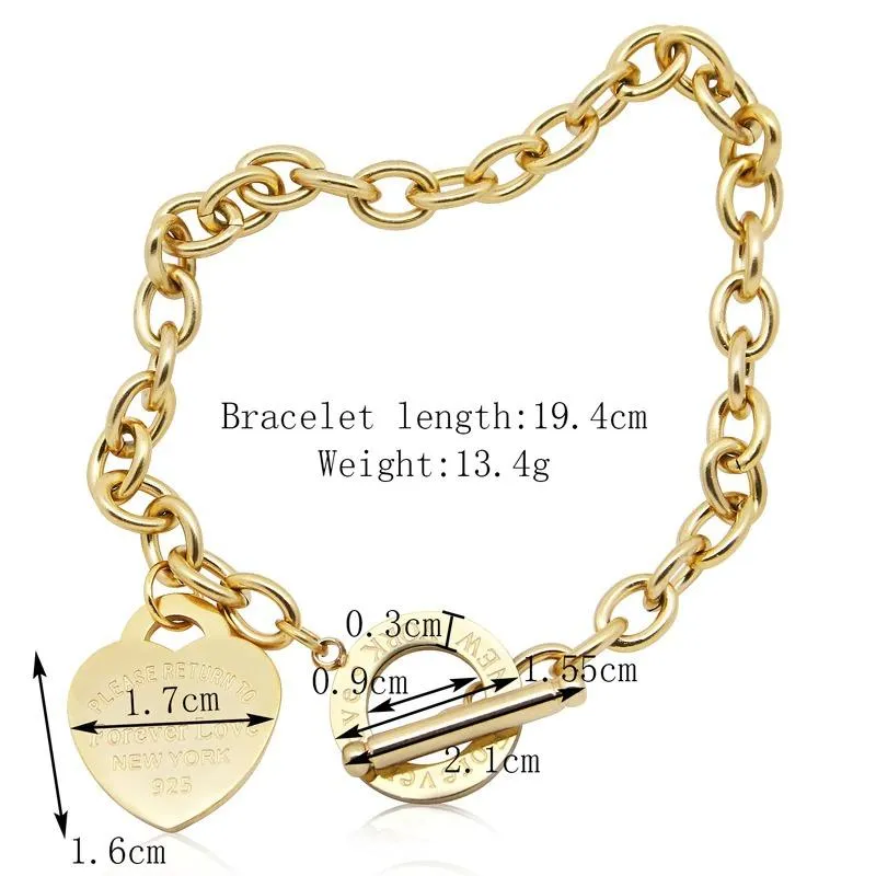 Hot Gold Chain Women's Charm Cubic Zirconia Bracelets and Heart Bangles