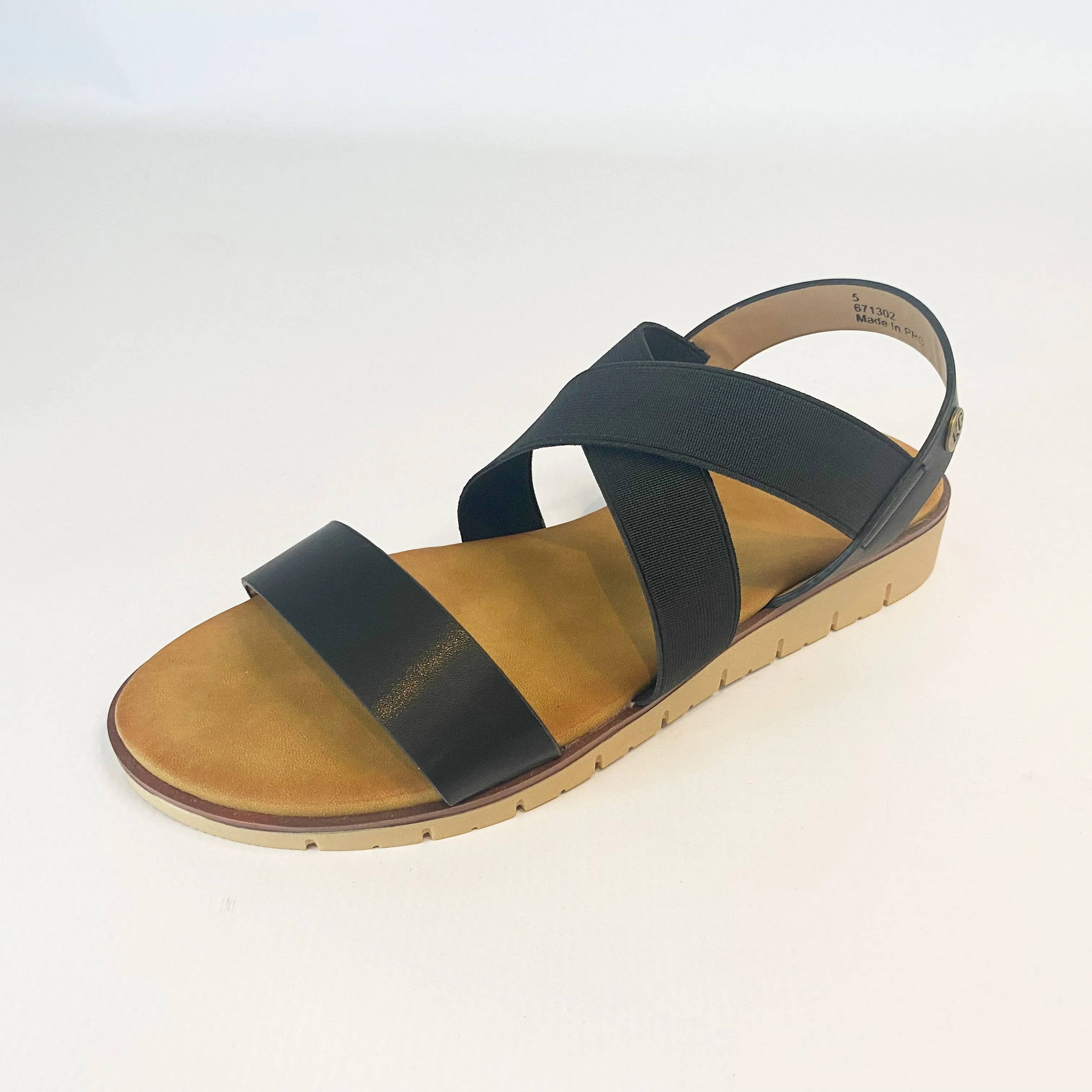 KG black elasticated sandal