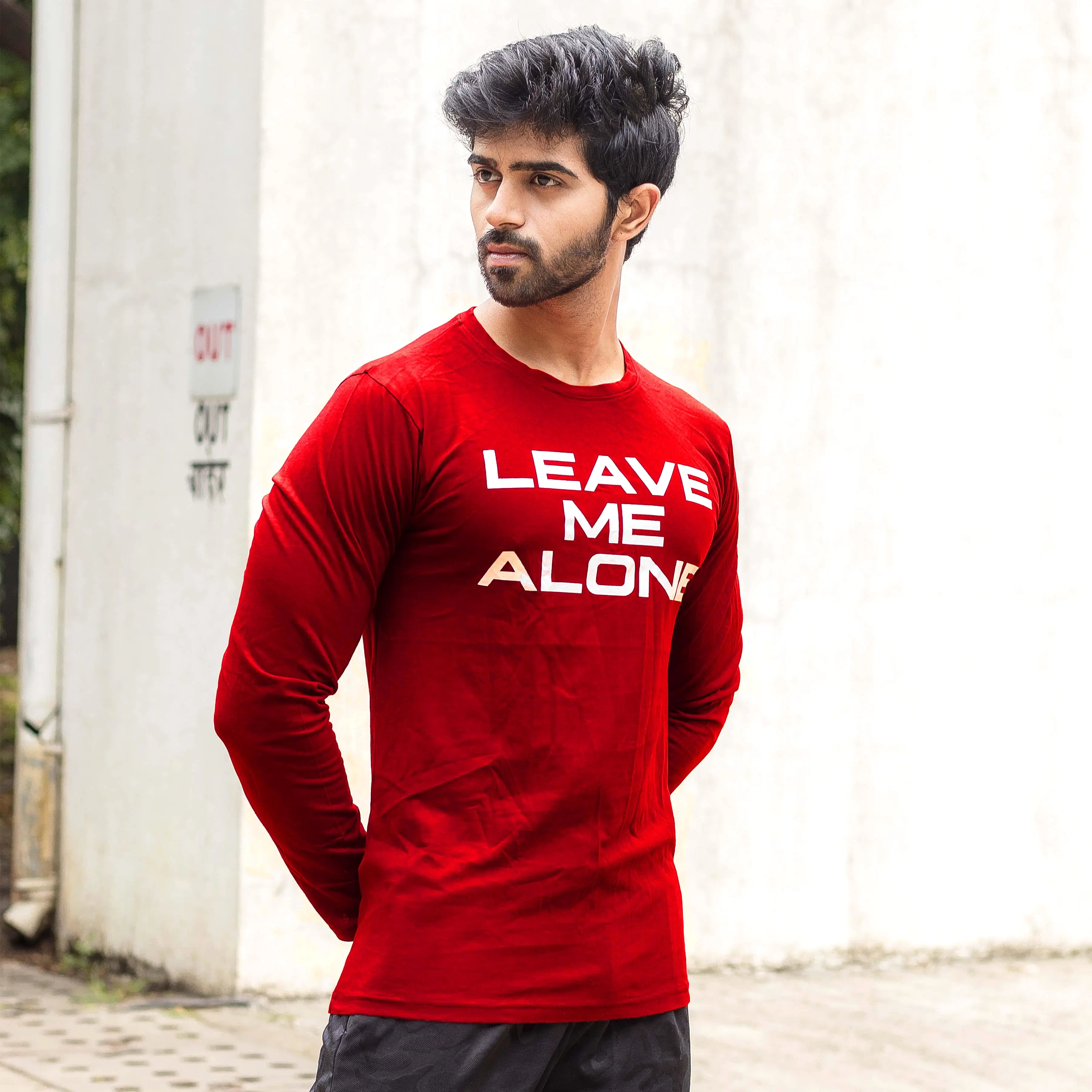 Leave Me Alone Blood Red Full Sleeve Tee- Sale