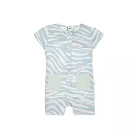 Linen Blue Zebra Baby Romper