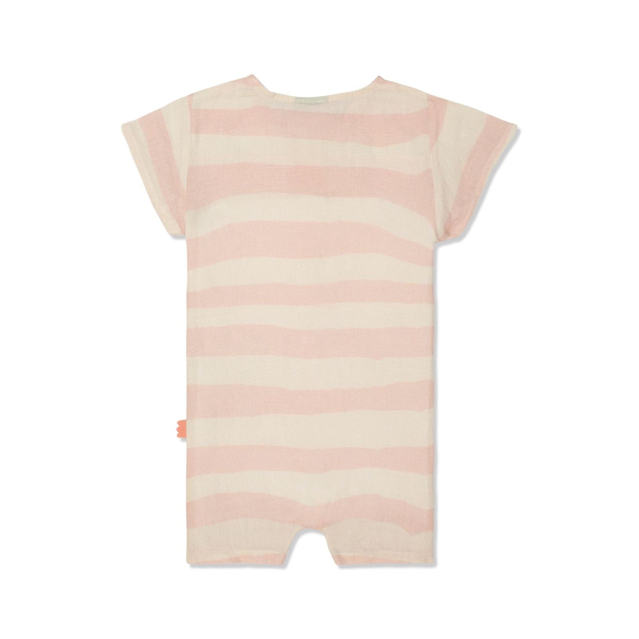 Linen Striped Misty Rose Baby Romper