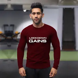 Lockdown Gains Maroon Full Sleeve Tee - Sale