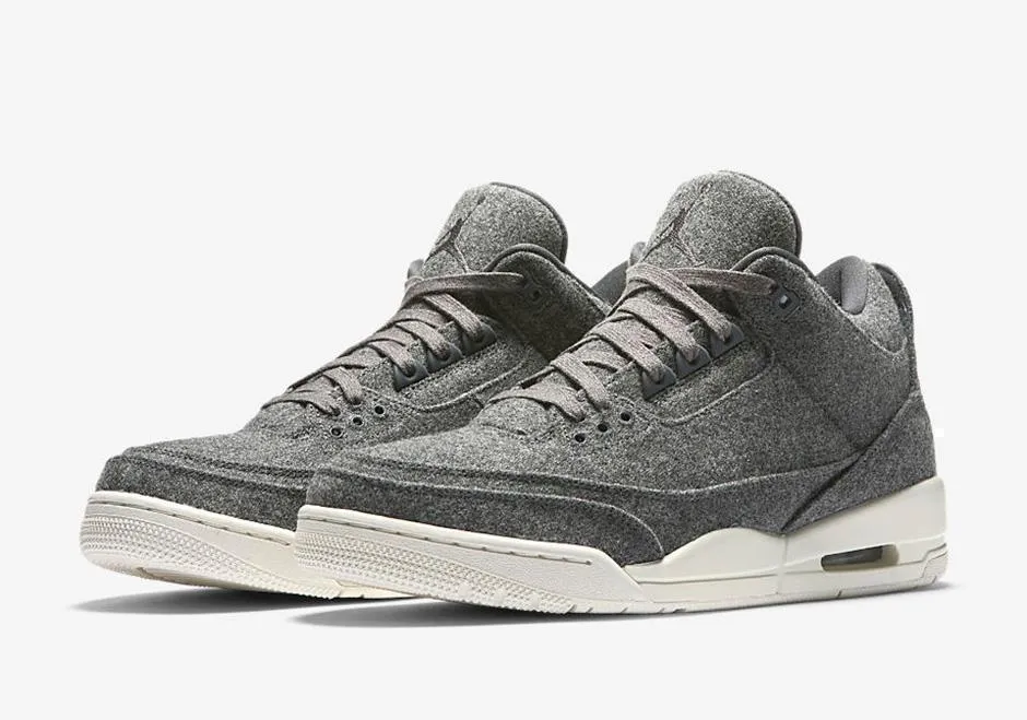 Men's Jordan 3 Retro Wool Basketball Shoes - Grey