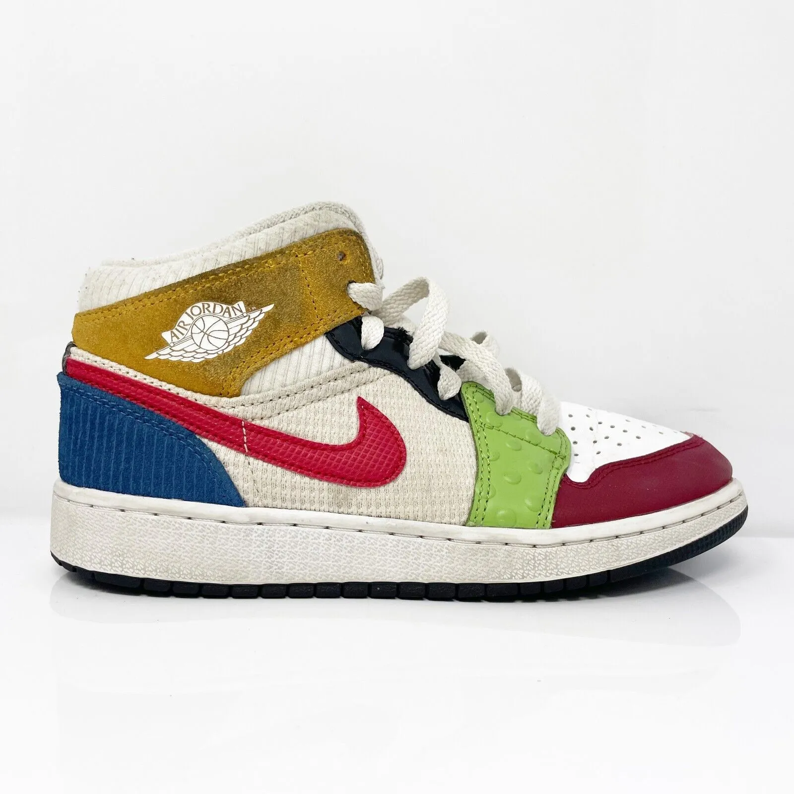 Nike Boys Air Jordan 1 Mid SE DR6957-100 Multicolor Basketball Shoes Sneakers 4Y