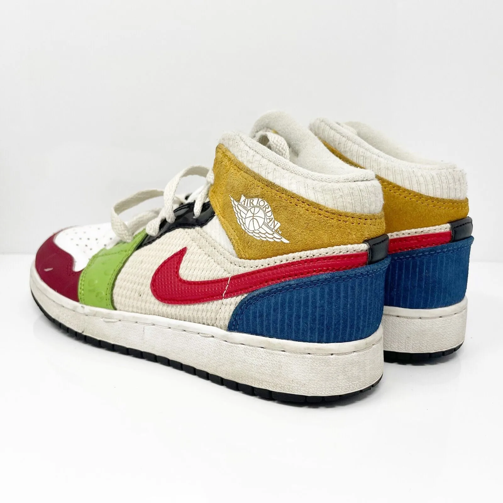 Nike Boys Air Jordan 1 Mid SE DR6957-100 Multicolor Basketball Shoes Sneakers 4Y