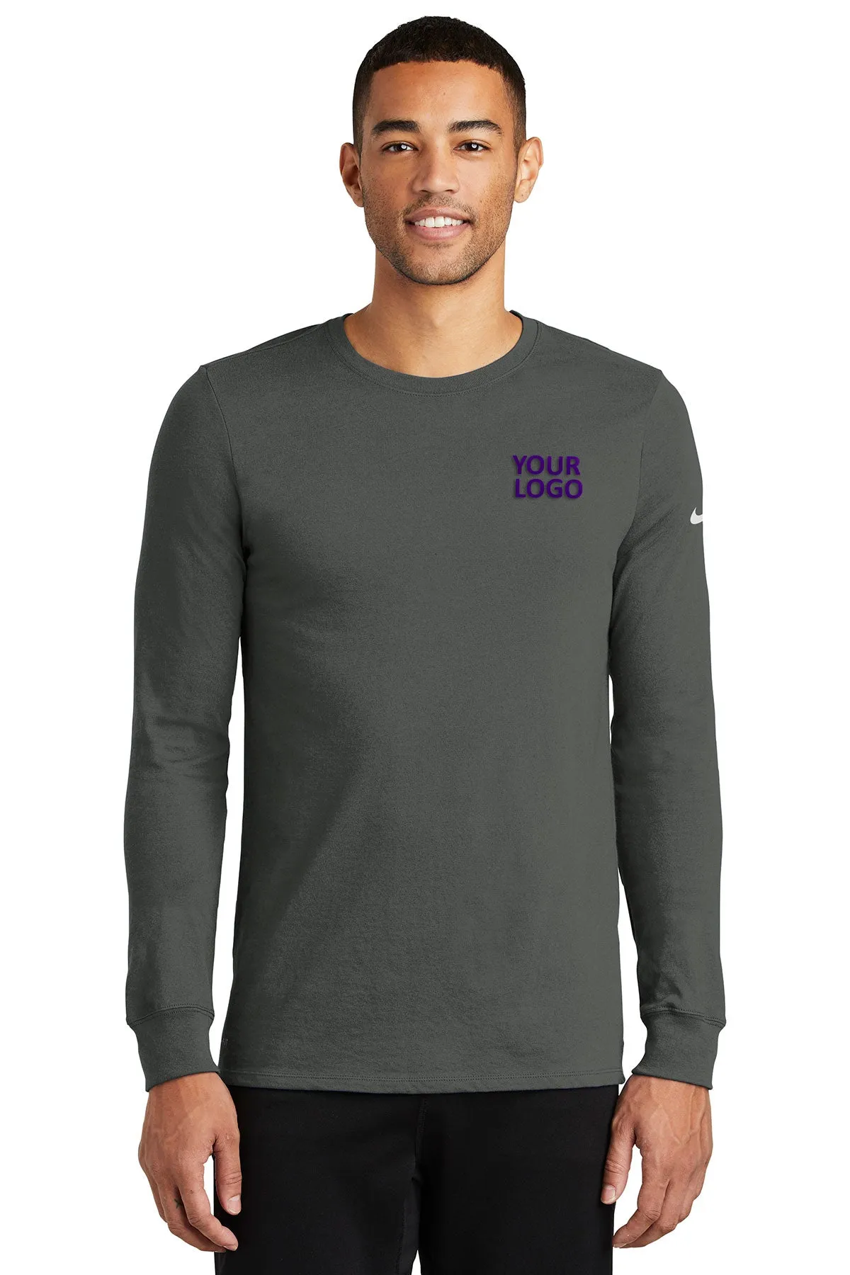 Nike Dri-FIT Long Sleeve Custom Tees, Anthracite