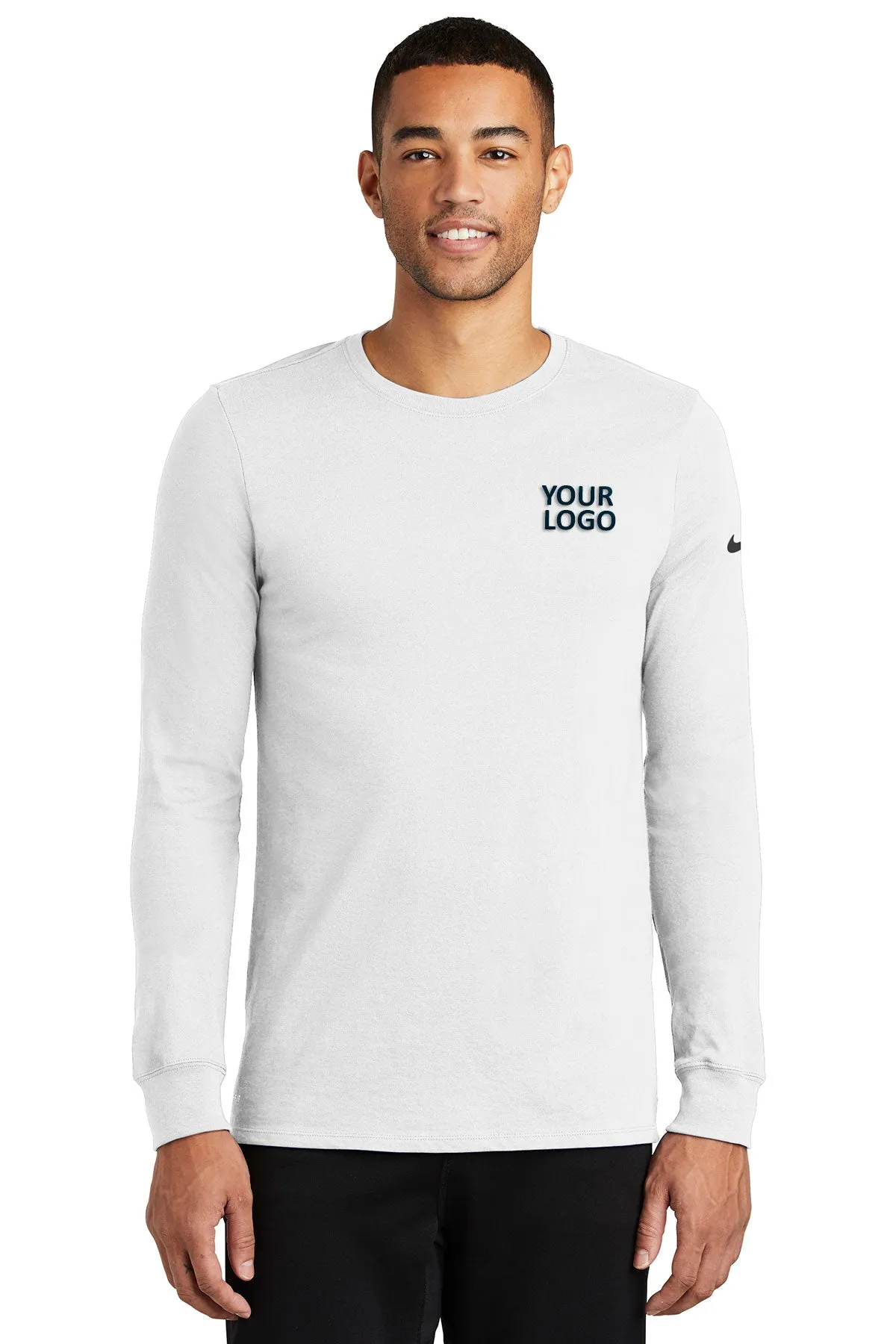 Nike Dri-FIT Long Sleeve Custom Tees, White