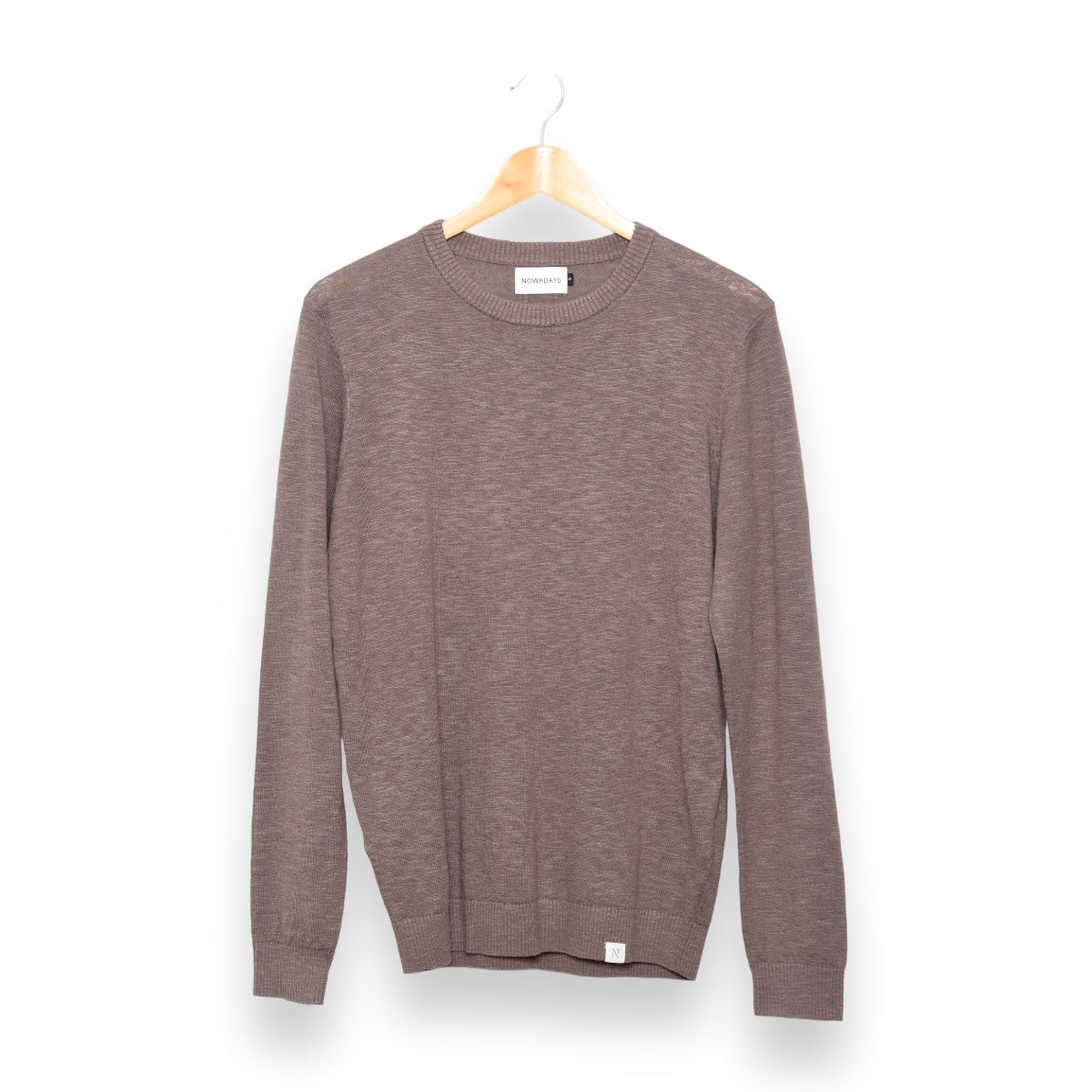 Nowadays Linen Crew Sweater brown lentil