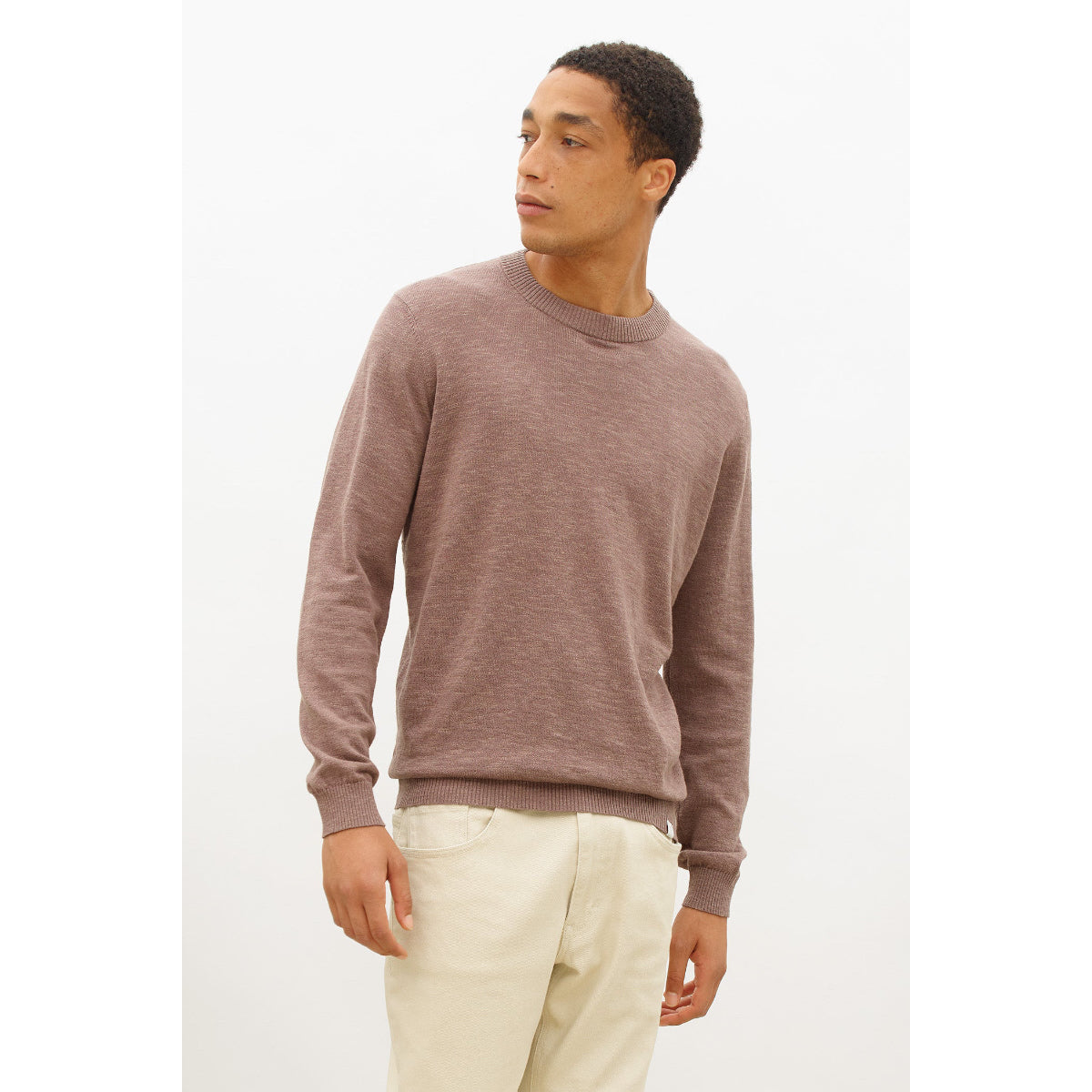 Nowadays Linen Crew Sweater brown lentil