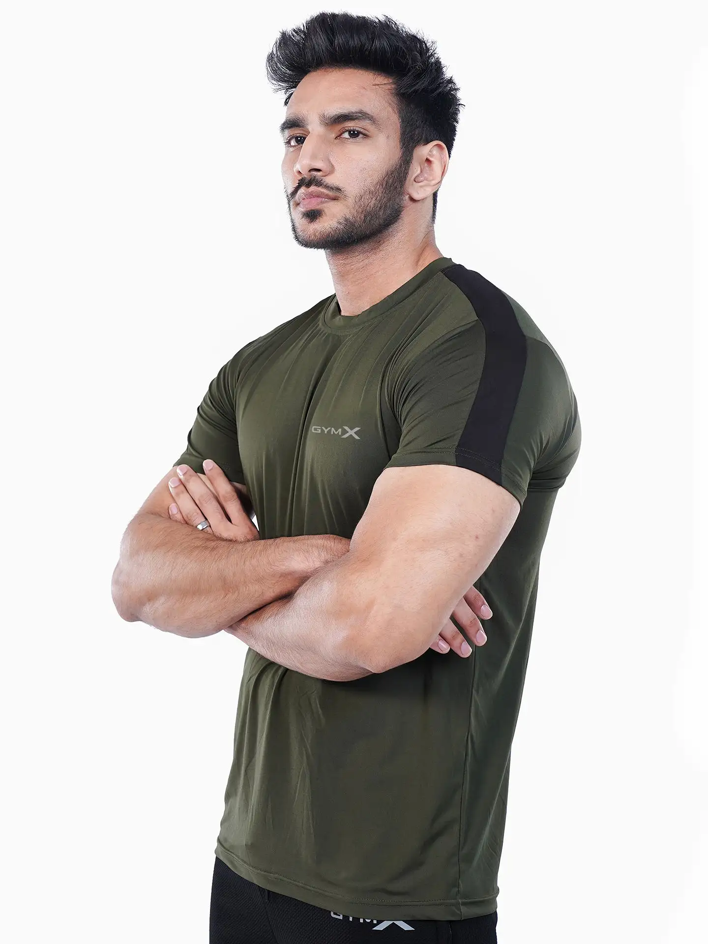 Olive Green GymX Panel Tee