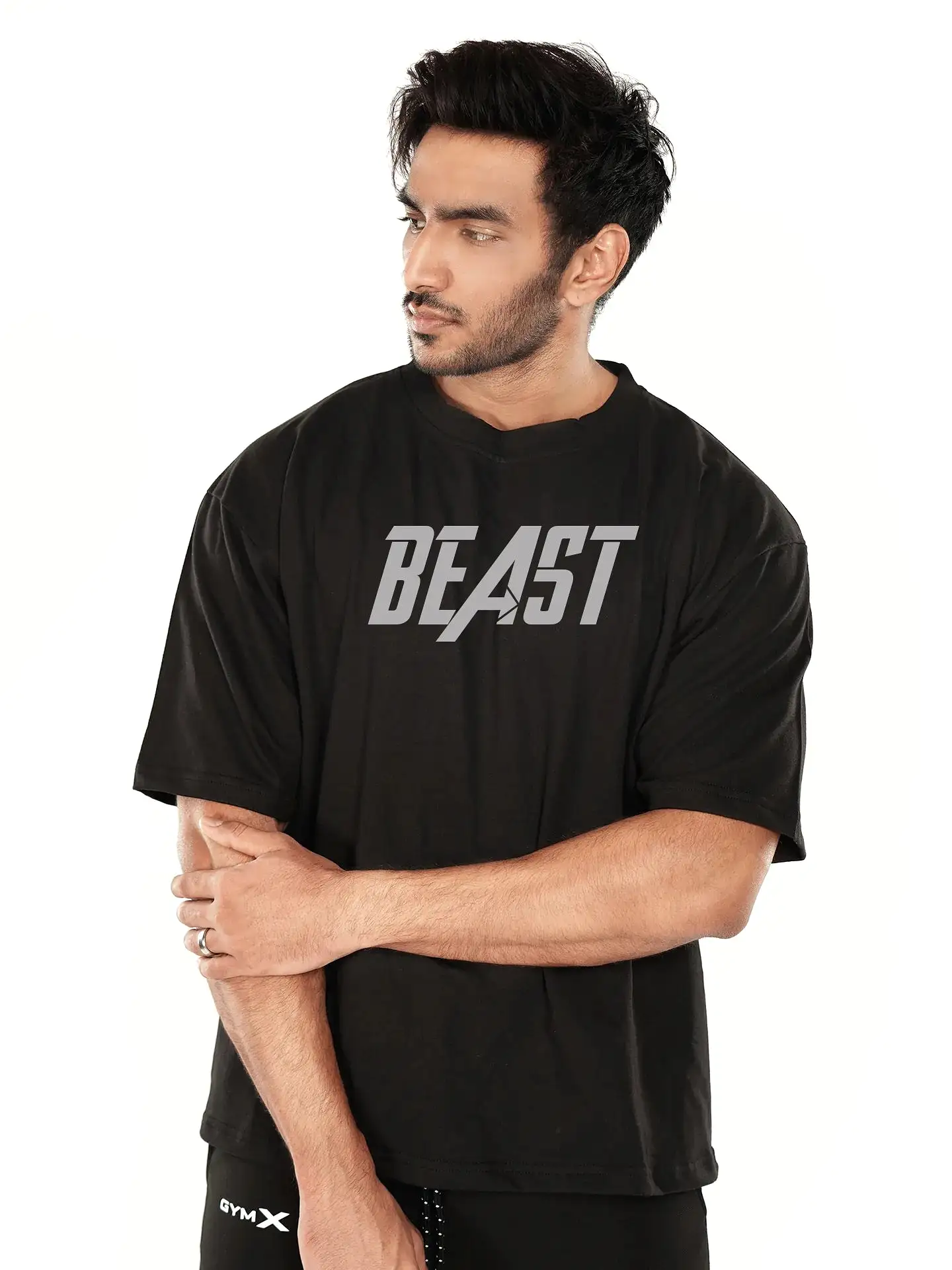 Oversized GymX Black Tee: Beast - Sale