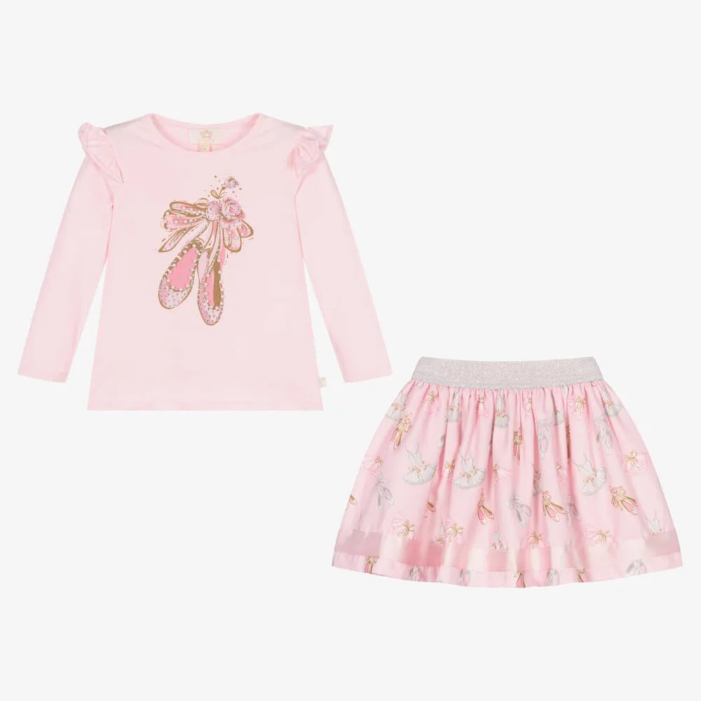 Pink Ballet Shoes Skirt Set 